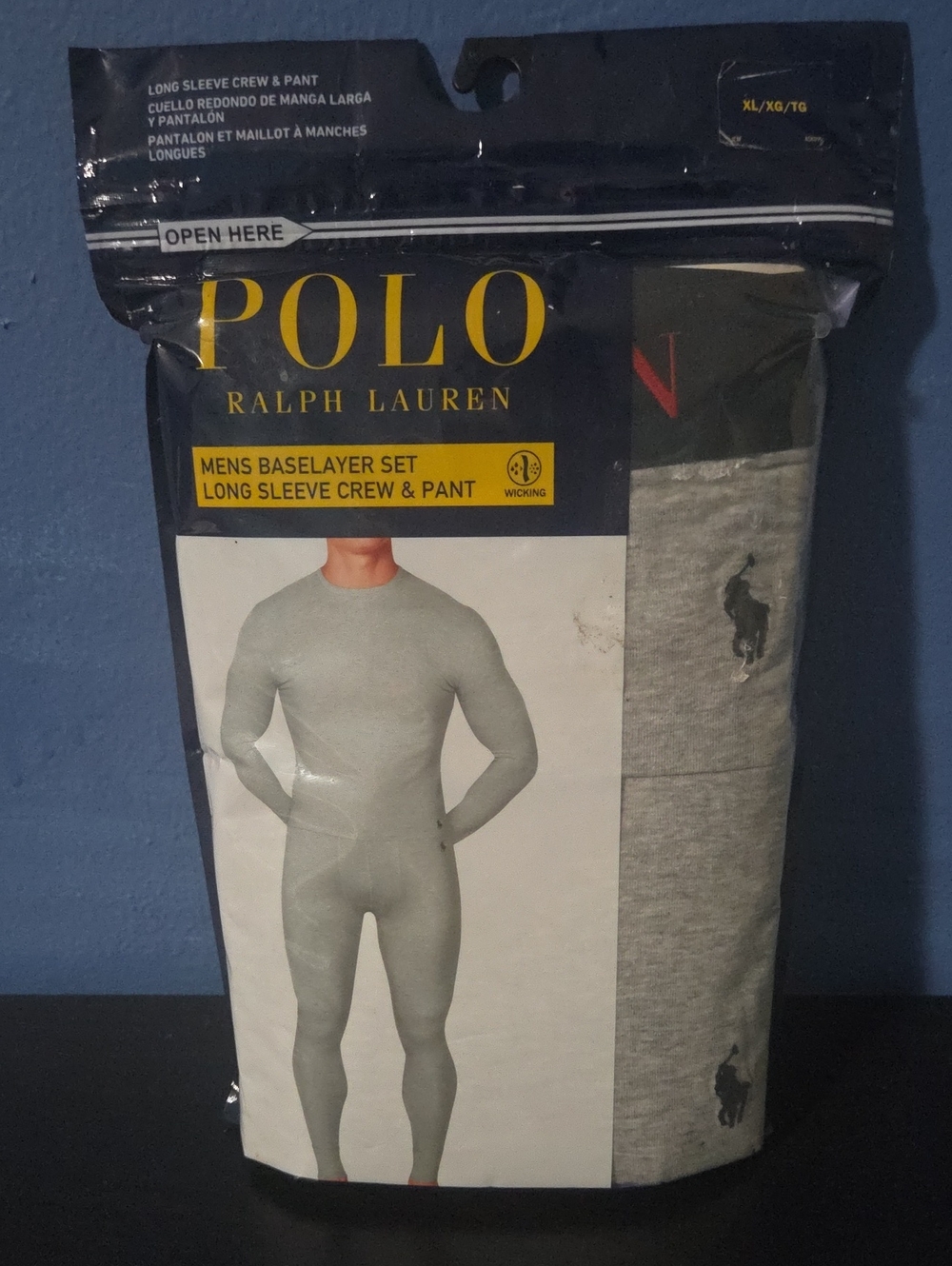 GENUINE POLO RALPH LAUREN SIZE SMALL GRAY 2 PIECE BASE LAYER SET XL CREW & PANT